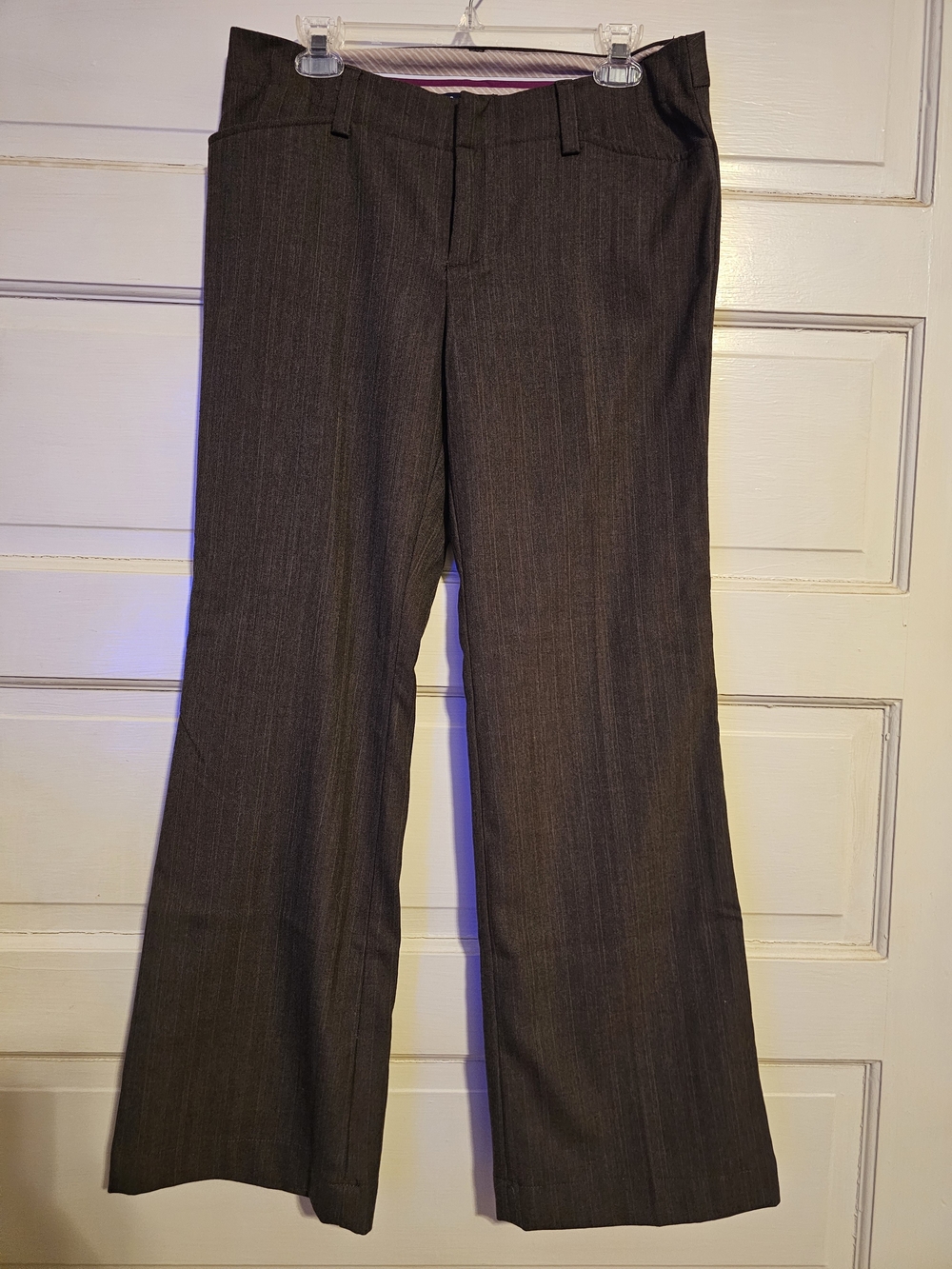 GAP Curvy Fit Flare Leg Dress Pants - Dark Brown Pinstripe Size 10 Regular